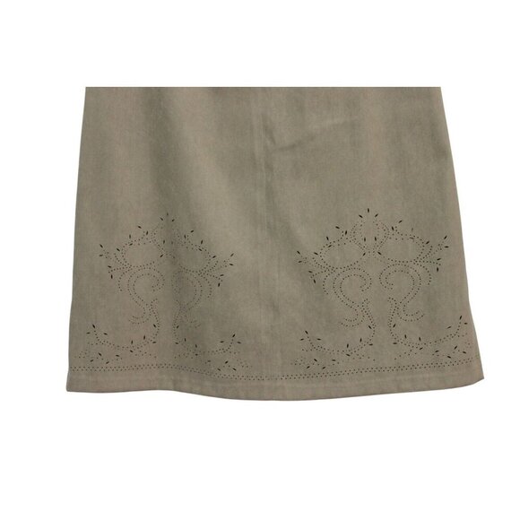 Talbots Maxi Skirt Size 10 Olive Green Perforated Boho Stretch A-Line Festival - Picture 4 of 14